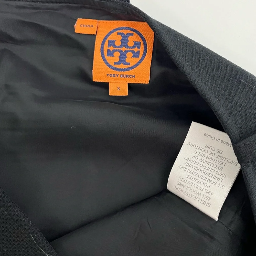 Tory Burch‎ Women's 8 Wool Solid Black Knee-length Skirt